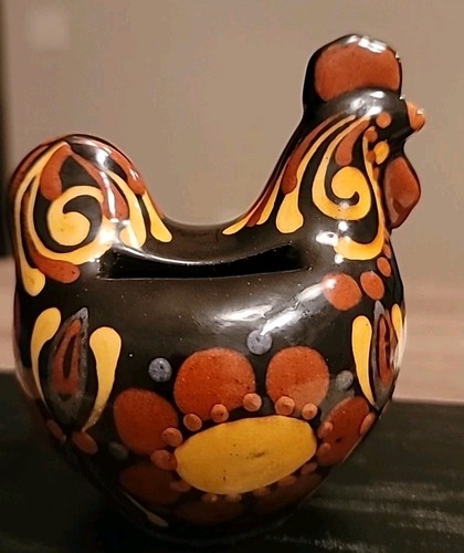 Vintage Ceramic Hen Chicken Bank (Folk Art)