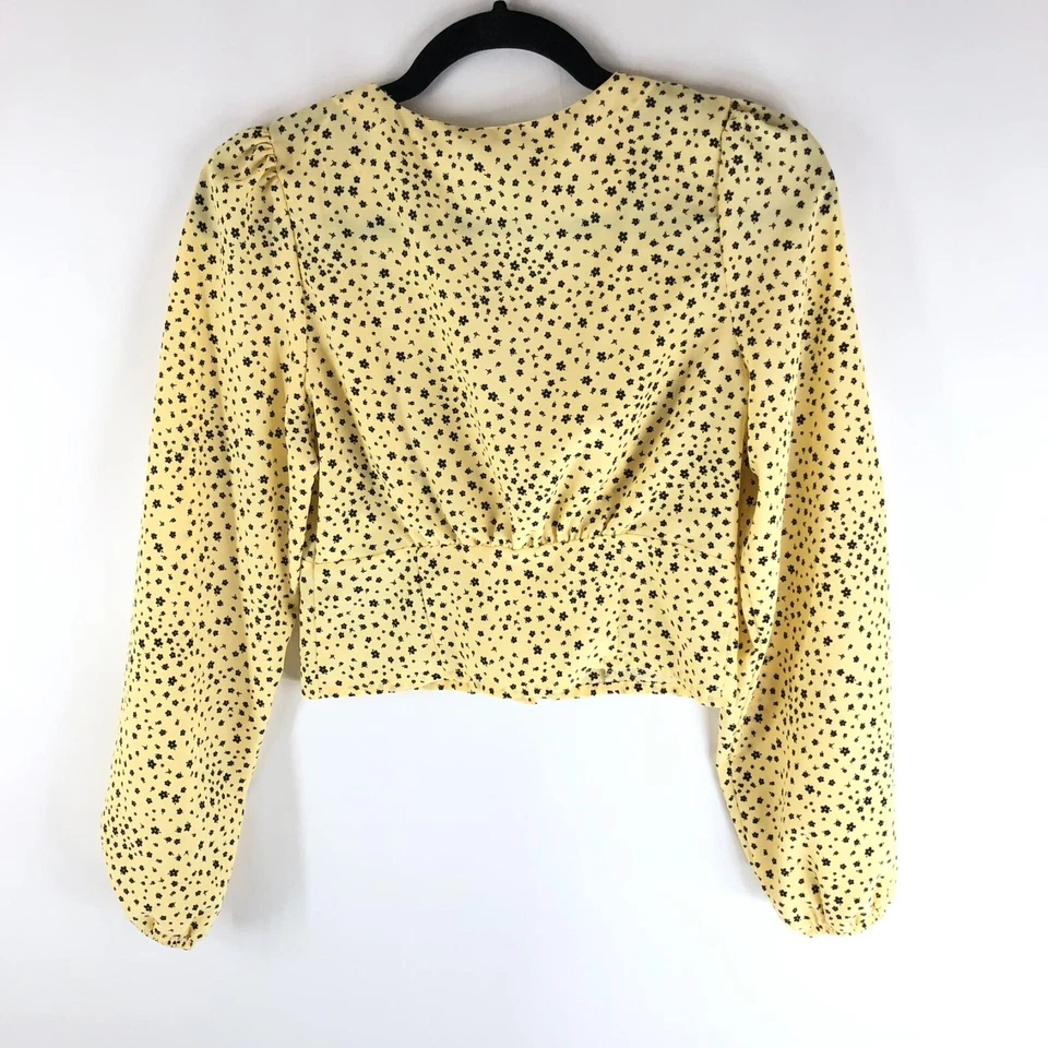 Top Levis Sophia para mujer Ditsy floral botón delantero manga abullonada cuello en V amarillo XS Foto 4 de 4