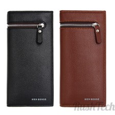 Mens Leather Wallet RFID Blocking Slim Money Clip Credit Card Holder Long Purse