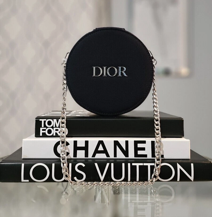 Sac bandoulière rond authentique neuf CHRISTIAN DIOR avec miroir bleu marine argent