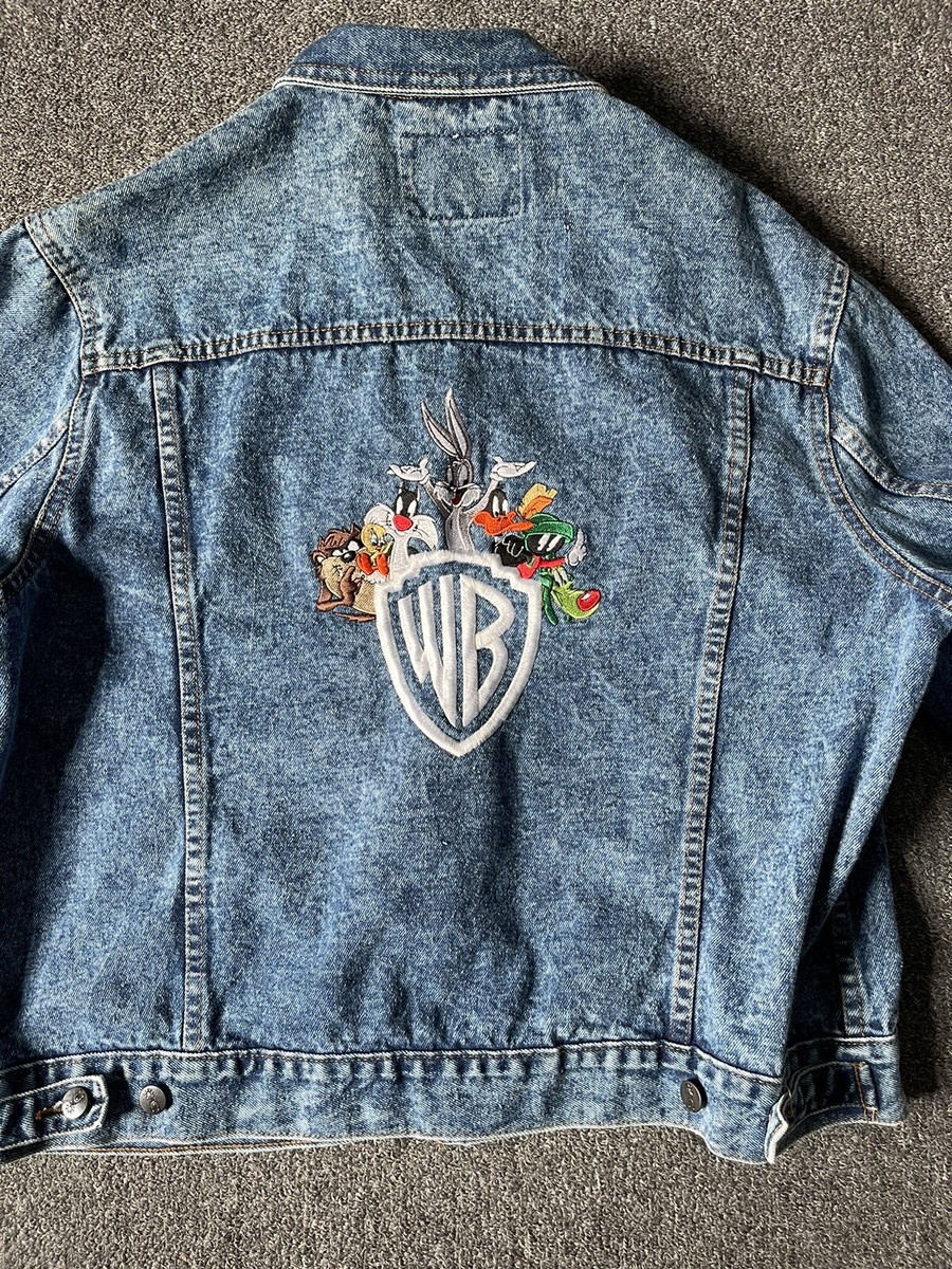 VTG Warner Bros Silver Spur Embroidered Denim Trucker Jacket Sz