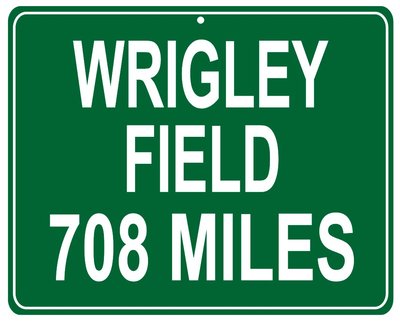 Chicago Cubs Wrigley Field 11''x14'' Metal Highway Sign - Distance From Your House
