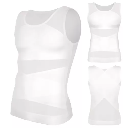 MENS SLIMMING BODY SHAPER BELLY CHEST COMPRESSION VEST GIRDLE SHIRT TANK TOP - Picture 21 of 29