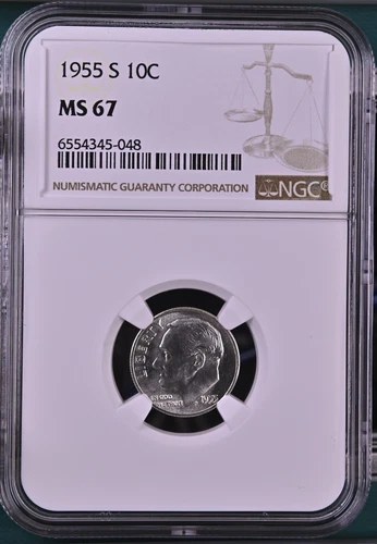 1955-S  10C Roosevelt Dime NGC MS67   6554345-048