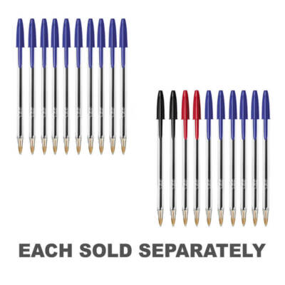 Classic Bic Cristal Original Medium Point 1.0mm Ballpoint Pens Pack of 10