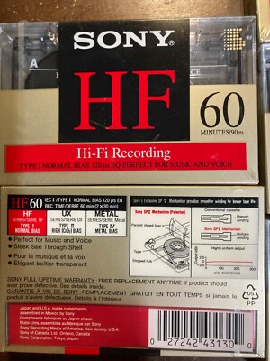 60枚 ⑤ 5 Sony High Fidelity HF 60 Minute Audio Cassette Blank New Sealed