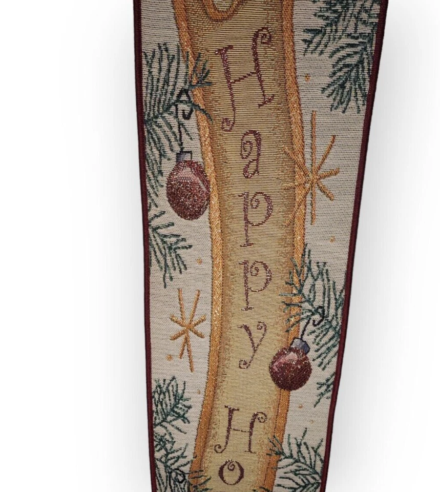 Tapestry Christmas Bell Pull Wall Hanging Sparkle Multicolor Happy Holidays - Image 4 of 4