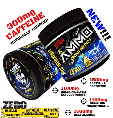 AMMO  Energy Reloads Pre WorkOut powder Berry Beta Alanine ALL Natural Flavoring