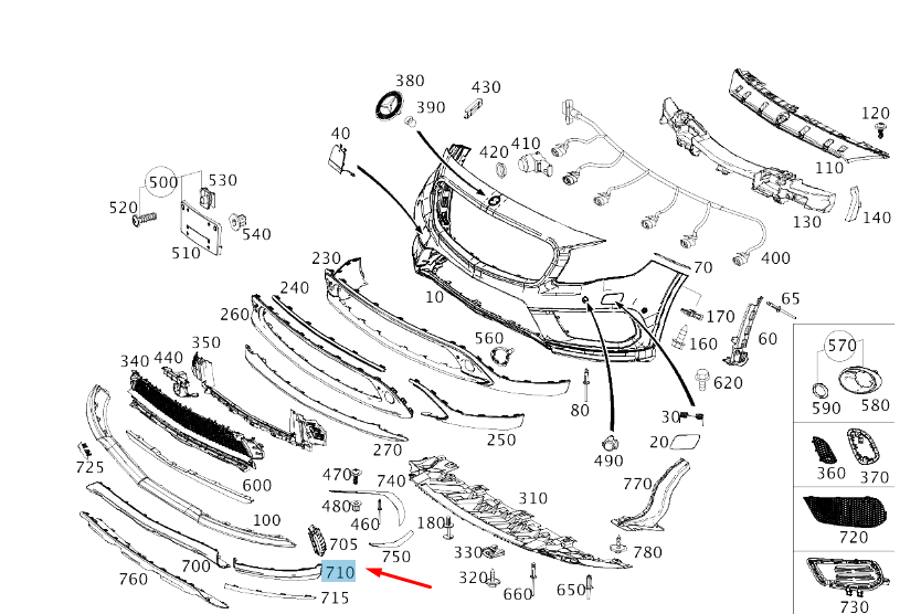 MERCEDES-BENZ GLA X156 Front Bumper Right Trim A1568850401