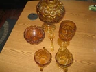 Vtg LE Smith Amber Glass Moon and stars 5pc dish set