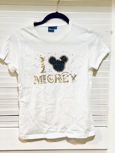 Mickey Mouse Women’s T Shirt Beige Cotton Medium EUC