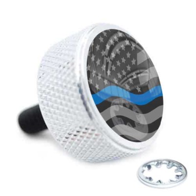 Chrome Billet Aluminum "USA Flag" Polished Knurled Seat Bolt for Harley