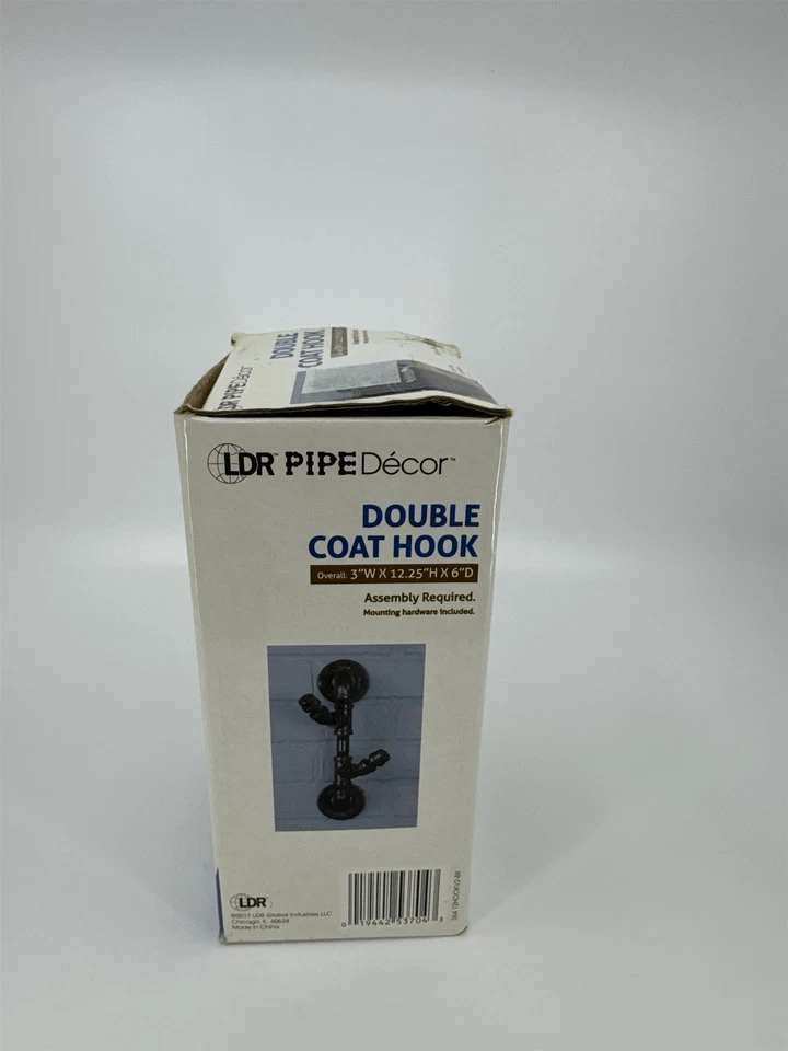 Gancho de abrigo doble decoración de pipa LDR 3"x12,25"x6" acabado electro-negro gancho de abrigo Dbl Foto 4 de 4