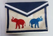 Nwt Tanya Taylor Women's Elephant Embroidered Envelope Clutch Blue And Red