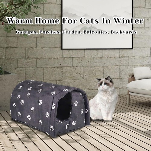 H&E Stray Cats Shelter, Waterproof Outdoor Cat House Foldable Warm Pet Cave - Picture 25 of 28