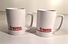 Vtg Revco Drug Store Advertising Coffee Mug White with Red Print 10oz Lot of 2