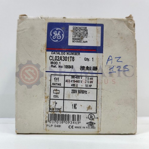 GE - CL02A301T6 GE CONTACTOR 3P 1NC 7.5KW 230V 50/60HZ , AZ#125 - Picture 3 of 7