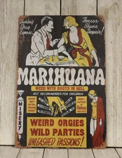 Anti Marijuana Classic 1930s Movie Tin Metal Sign Reefer Madness Vintage Style