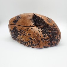 Large Exotic Manzanita Burl Wood Box w/ Blue Felt  Hand Made In The USA     