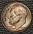 1955 Roosevelt dime, Very Choice BU, Pretty 2 sided toning