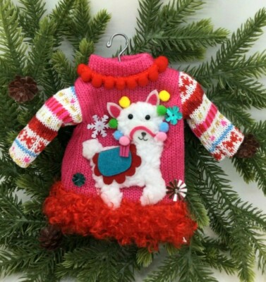  Llama Ornament Ugly Sweater Christmas Tree Soft Fluffy