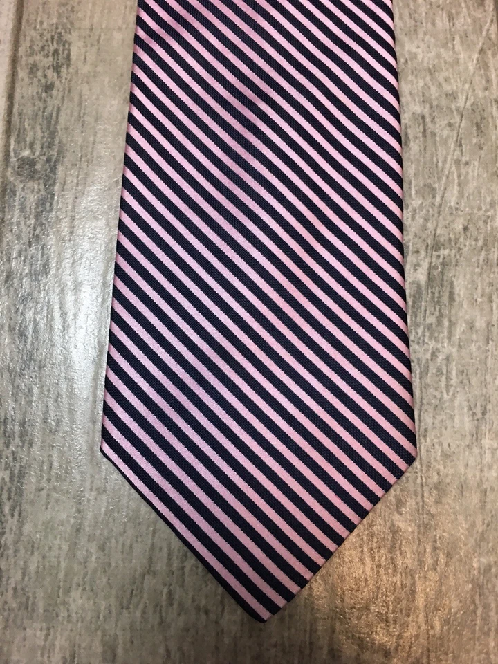 Corbata de cuello de seda Nautica para hombre rosa azul rayas hecha en EE. UU. longitud clásica envío rápido Foto 3 de 4