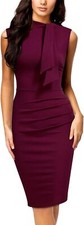 Women's Retro Style Half Collar Ruffle Pencil Dress - Vintage Elegant Party Wear