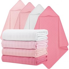 Muslin Hooded Baby Towels 32x32 Inch Cotton Newborn Pink Series Set 4 PCS