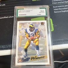 1999 Pacific Paramount Kurt Warner Advanced Grading Gem Mint 10 St Louis LA Rams
