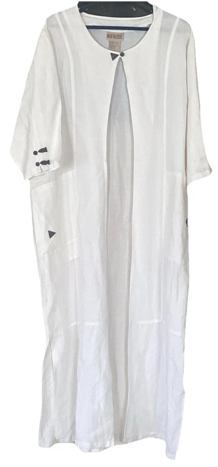 Maxi plumero Nefertiti mezcla de lino marfil 1X Boho Lagenlook