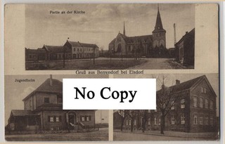 1929 Postkare Gruss aus Berrendorf bei Elsdorf Kirche Jugendheim Schule