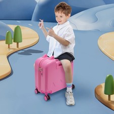 18" Kids Ride-On Suitcase Children Rolling Luggage Case Password Lock w/Stickers
