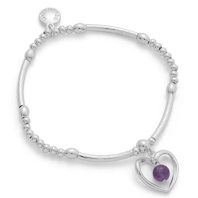 equilibrium Amethyst Heart Silver Plated Bracelet