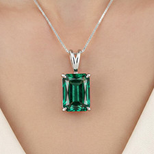 2Ct Emerald Cut Lab Created Emerald 14K White Gold Plated Women's Wear Pendant