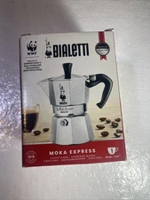 Bialetti Moka Express 1 Cup / 2Oz. 60ml Iconic Stovetop Espresso Maker - Silver