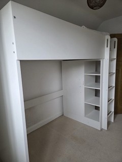 IKEA SMÅSTAD Loft Bed 90x200cm White High Sleeper with wardrobe and...