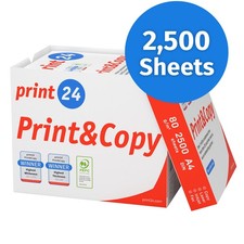 print24 printer paper copy paper 2,500 sheets A4 size 80 gsm bright white PEFC