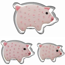 Mini Pig Shaped Cookie Cutter Set of 3 pcs, Stainless Steel Piggy Fondant Cut...