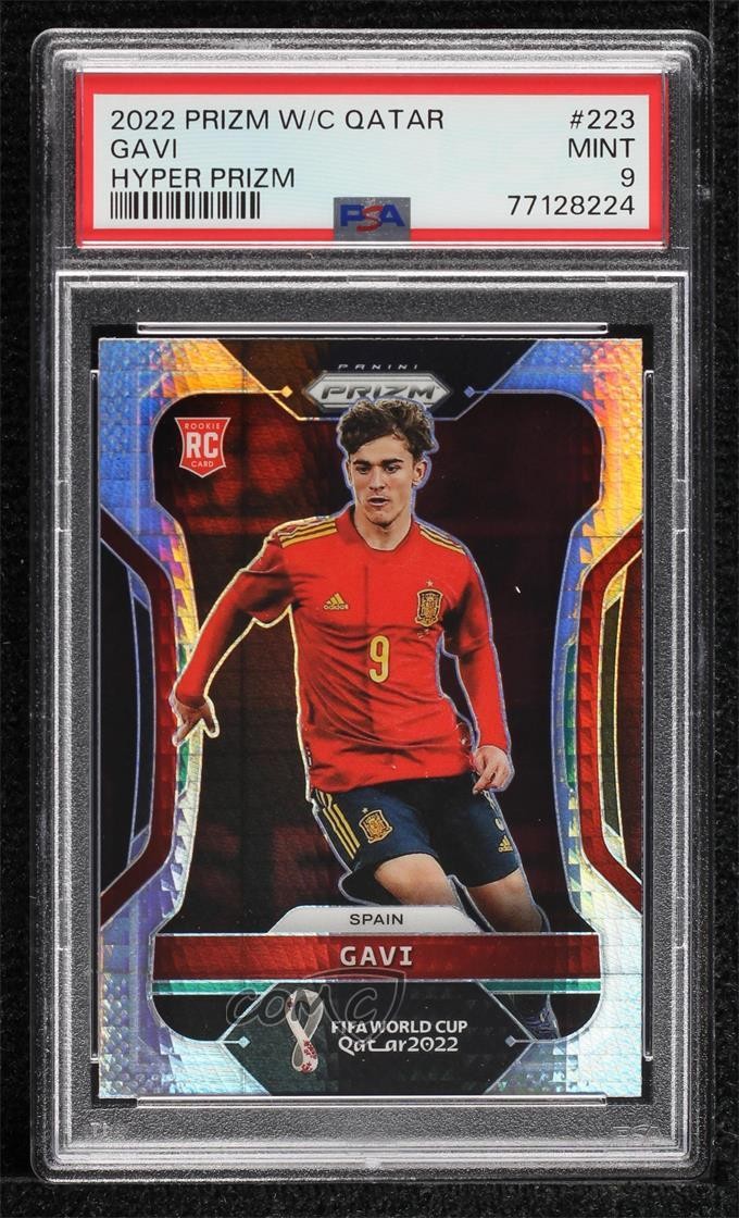 2022 Panini Prizm World Cup Qatar Hyper Prizm Gavi #223 PSA 9 MINT 1u6