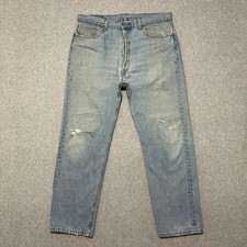 VTG Levi's 501 Jeans 38x30 Blue Light Wash Button Fly Distressed USA Made 90s