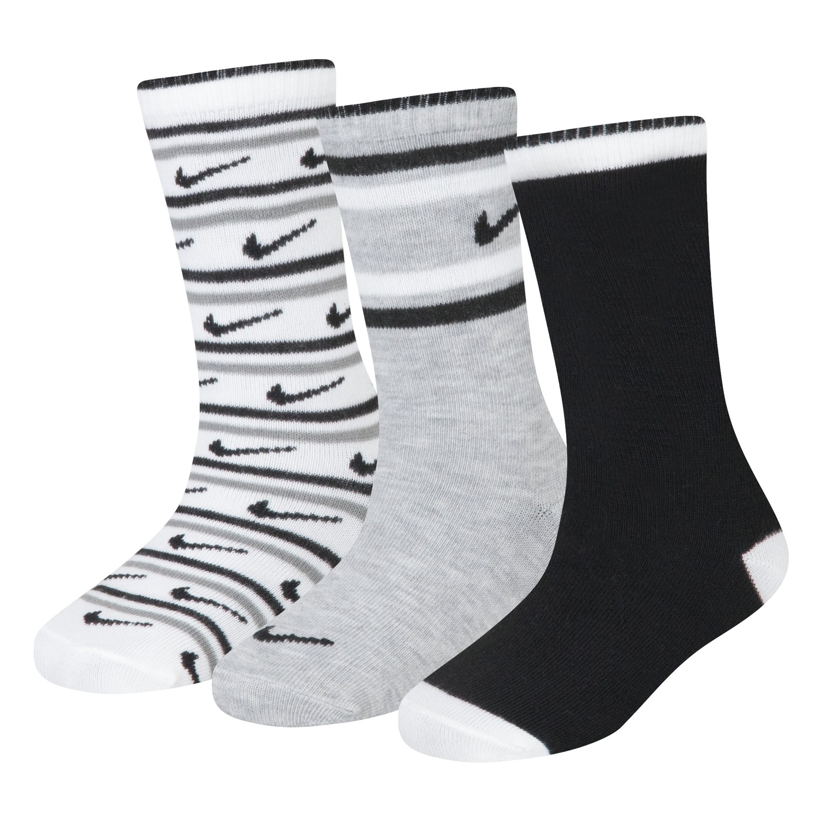 Nike Kids 3 Pack Retro Stripe Crew Socks Boxed Set Multi Color BN0723 023 Sz 5-7