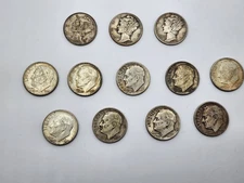 12 Mercury and Roosevelt Silver Dimes - SEE PICTURES
