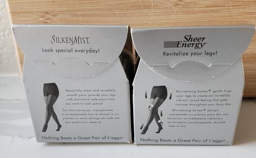 2 Pair Leggs Silken Mist/ Sheer Energy Size Q White/Off White Pantyhose - Picture 2 of 4