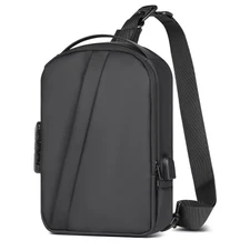 Geestock Men’s Crossbody Bag Anti-Theft Waterproof Sling Backpack with USB Po...