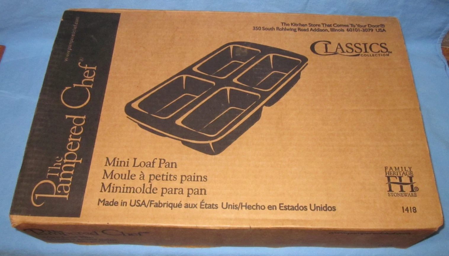 Pampered Chef Mini Loaf Pan #1418 Family Heritage Stoneware