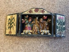 Vintage Peruvian Nativity Retablo Folk Art Nicario Jiminez Quispe