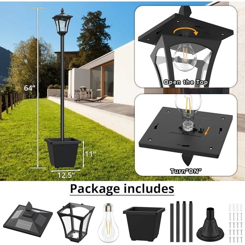 64'' Solar Lamp Post Light with Planter Waterproof 60 High Lumen Street Light - Image 4 of 4