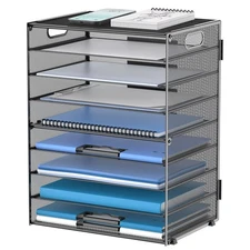 9-Tier Paper Letter Tray Desk Organizer with Handles, Mesh File Holder Organi...