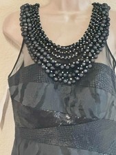 LAlberto Makali Black Beaded Sequin Dress Size 10 Party Evening #222