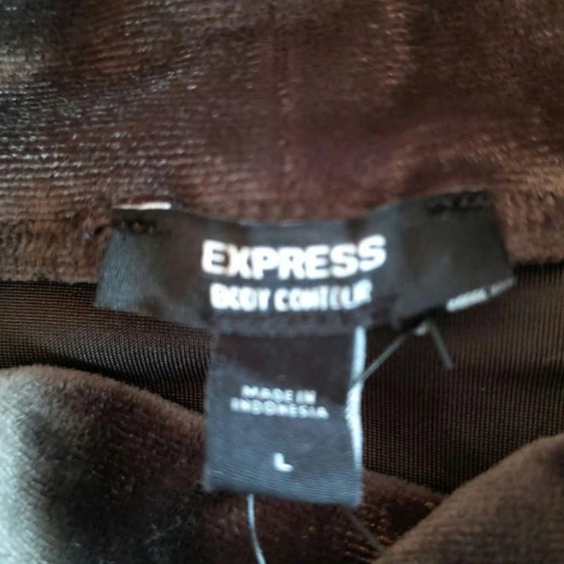 Body Express Body Contour Para Mujer Talla L Marrón Terciopelo Aplastado Manga Larga Foto 3 de 4